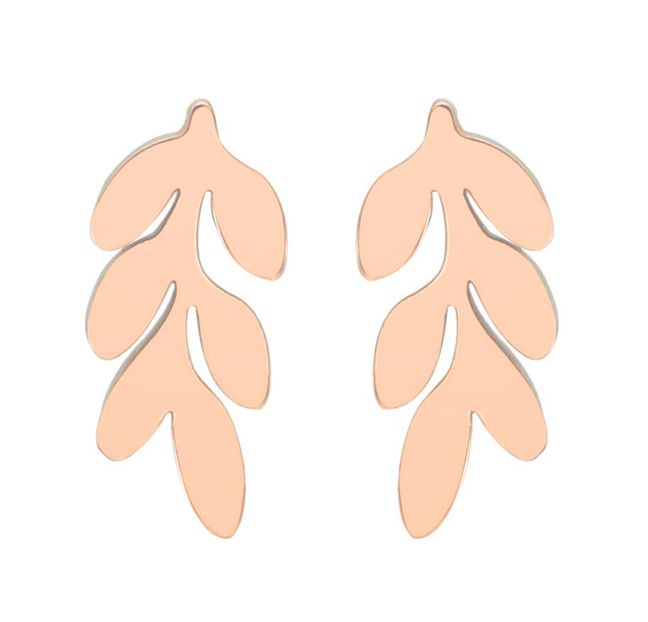 Wholesale Tree Leaf Stainless Steel Ear Studs